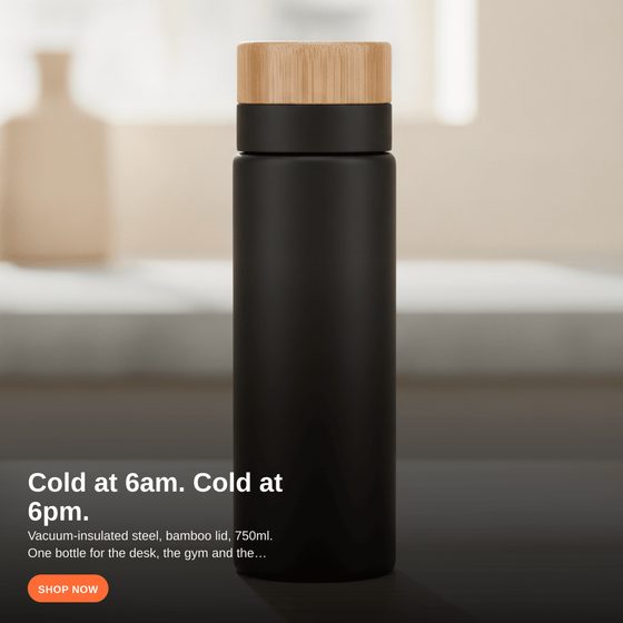 The same product placed in a lifestyle scene with ad copy and a call to action